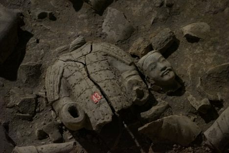 One of the original terracotta warriors, fallen with time.
