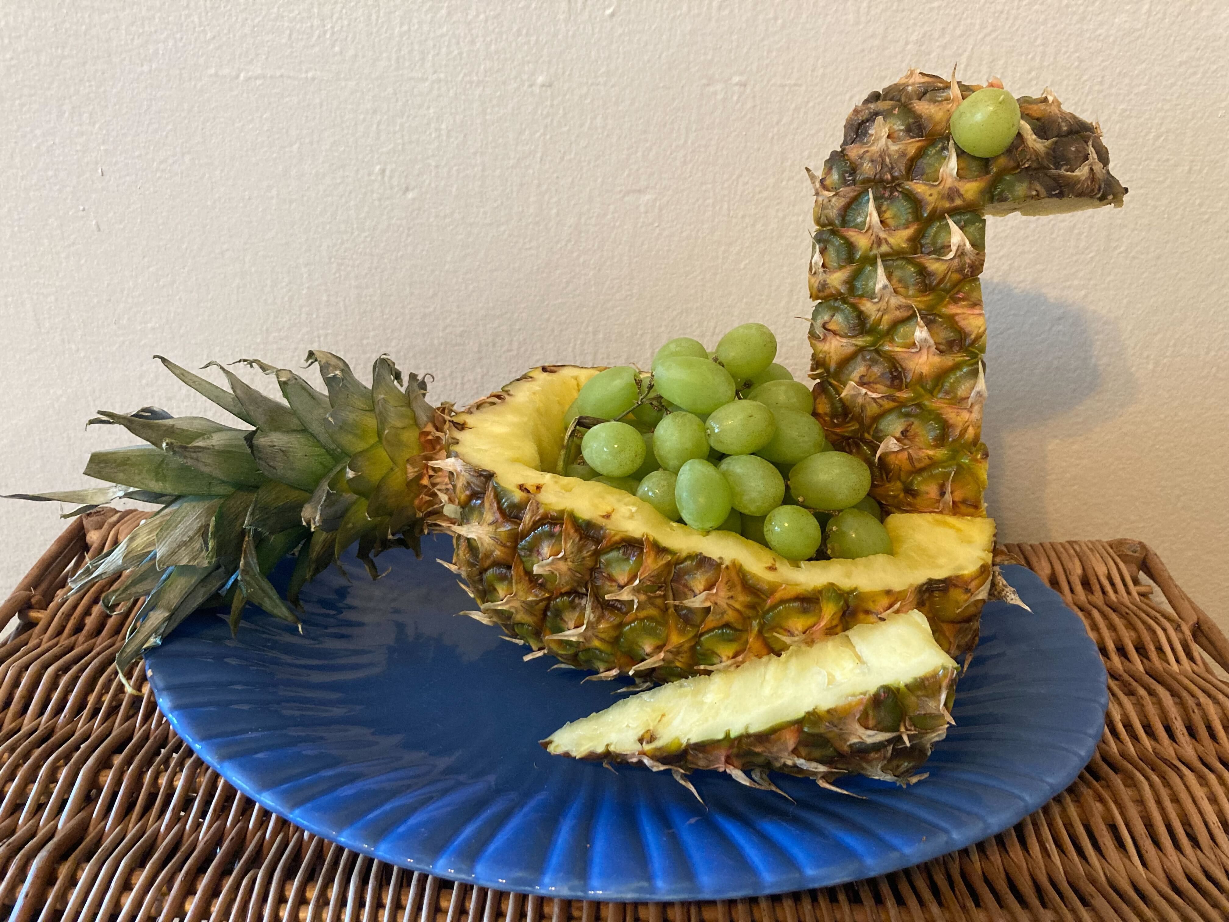 I filled my pineapple bird of paradise with grapes.