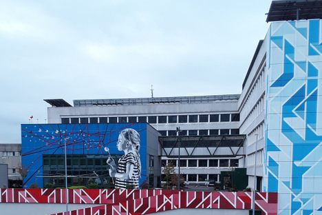Main mural with the work by Joy's to the right and below.