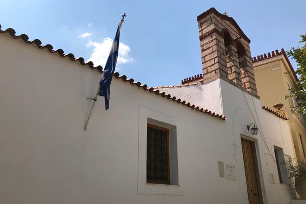 Front of church.