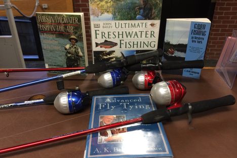 Fishing poles, available for checkout from the Albany Public Library.