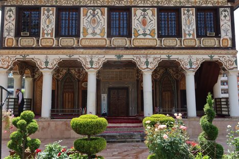 Xhamia e Larme, or the painted mosque, features panels of floral and geometric patterns.