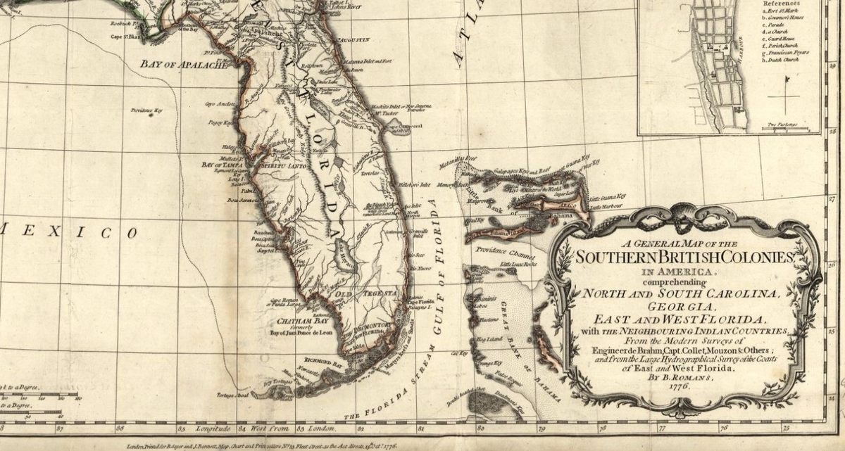 Map of south Florida, c. 1784.
