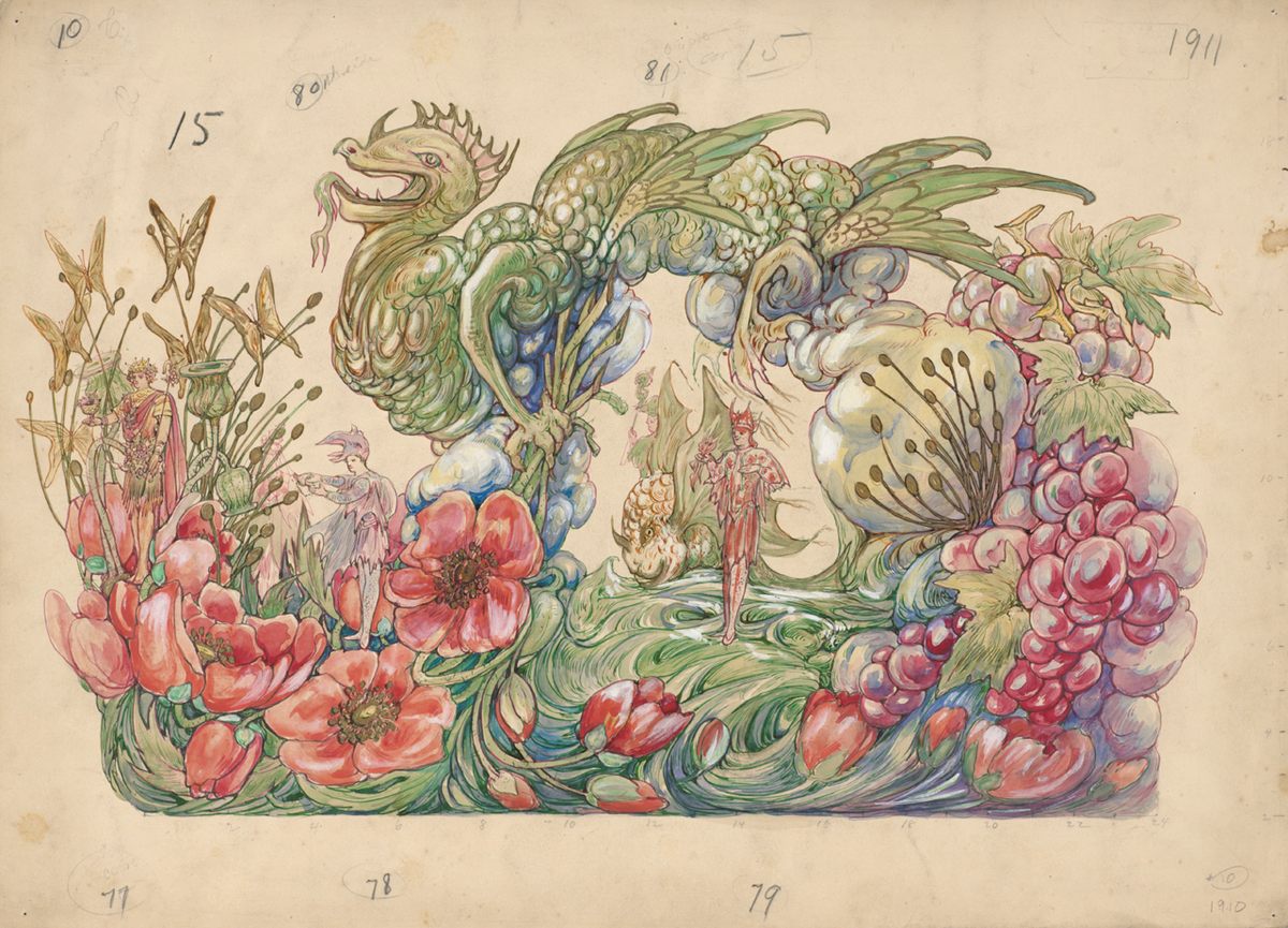 Wilde's “Such Stuff As Dreams Are Made On” float design for the 1911 parade.