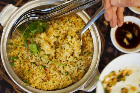 Richly seasoned rice.