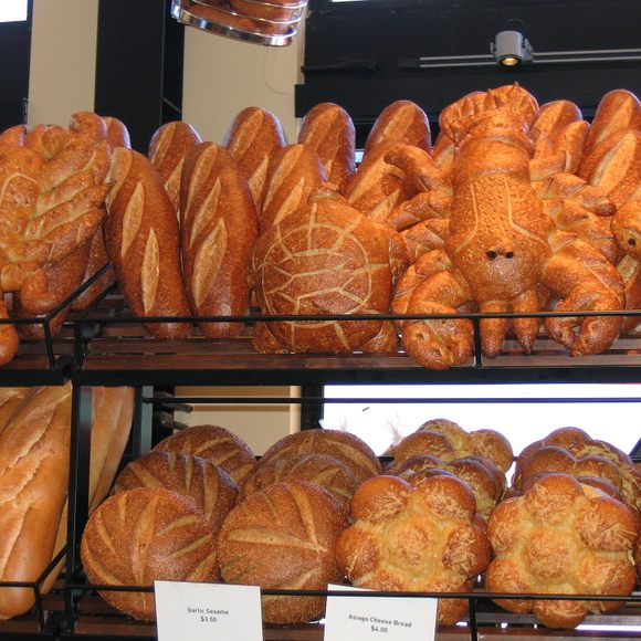 Sourdough bread lined up at San Francisco's Boudin Bakery.