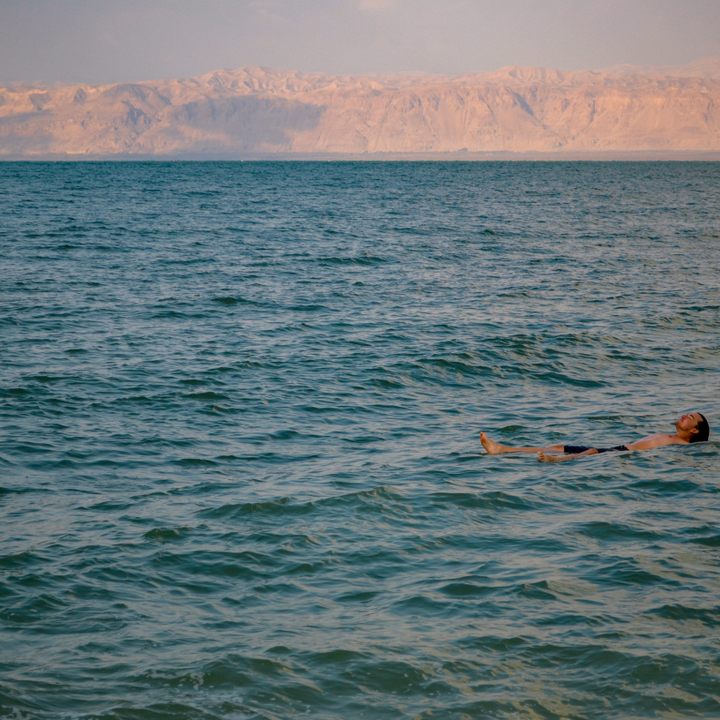 Floating in the Dead Sea.