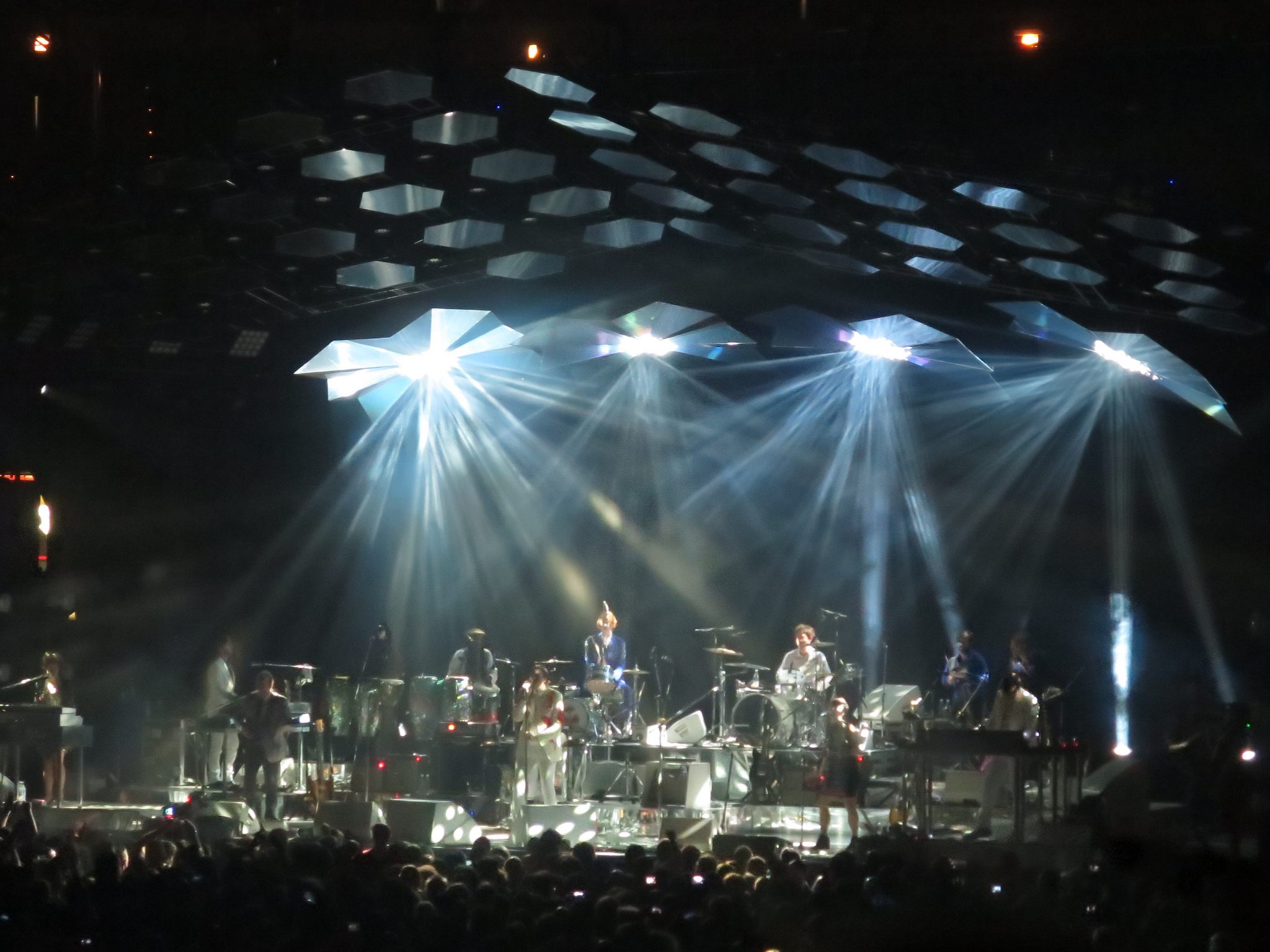 Arcade Fire on stage in Chicago. 