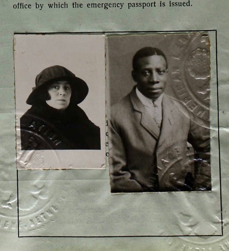 The joint passport of Vaudeville performer Walter Foster and his wife, Matilda, dating from 1922.