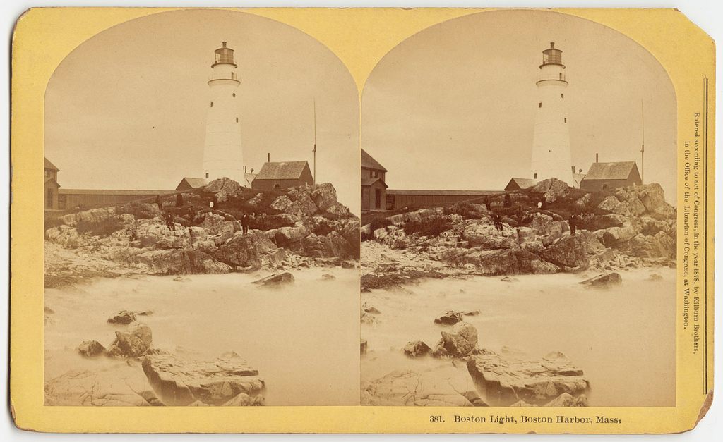 Boston Light circa 1878, on a stereoscope slide.