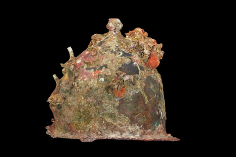 A 3D-model of a helmet found at the site, created by William Murray.