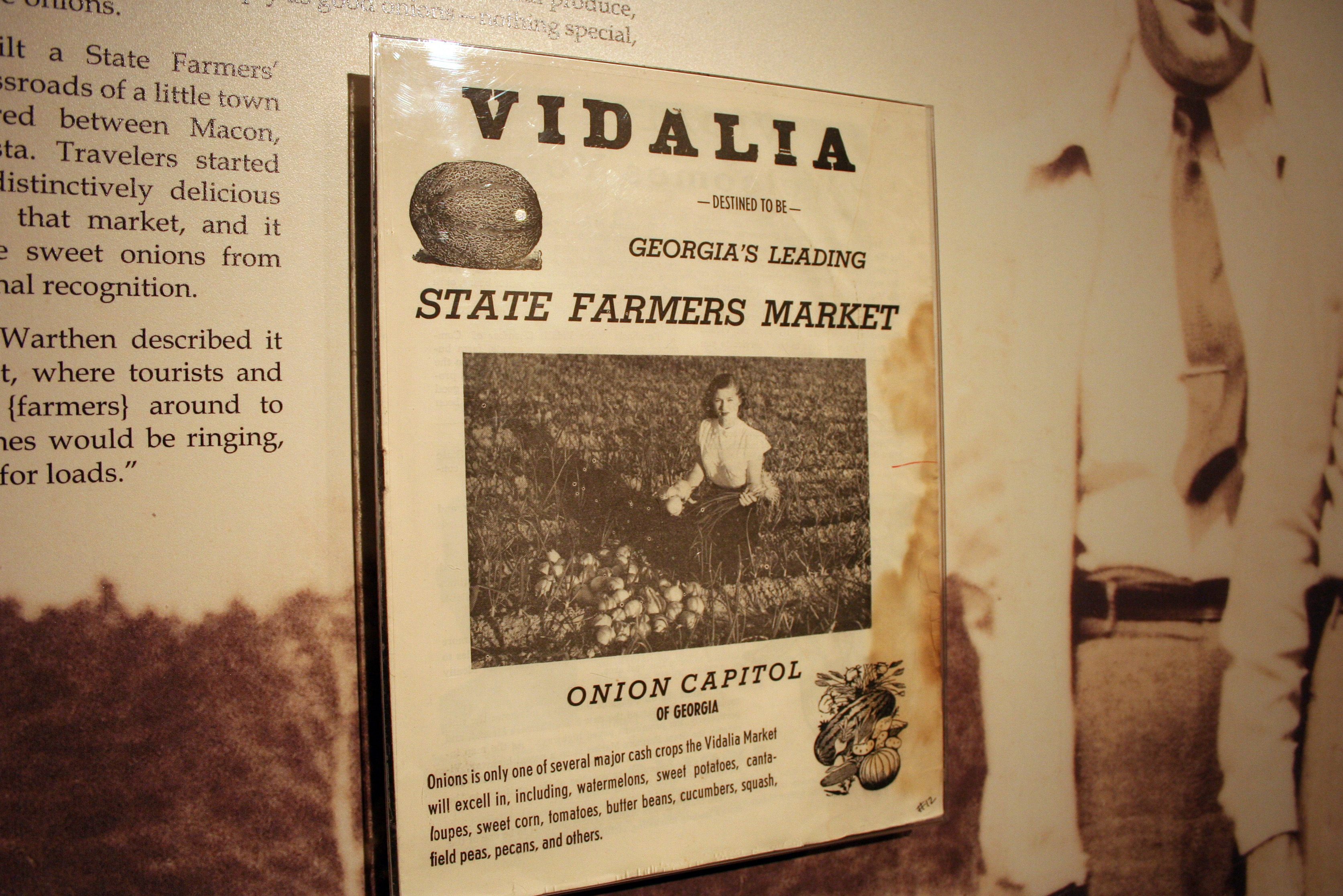 The Vidalia onion was popularized by the town's farmers’ market, built by the State of Georgia in the 1940s.