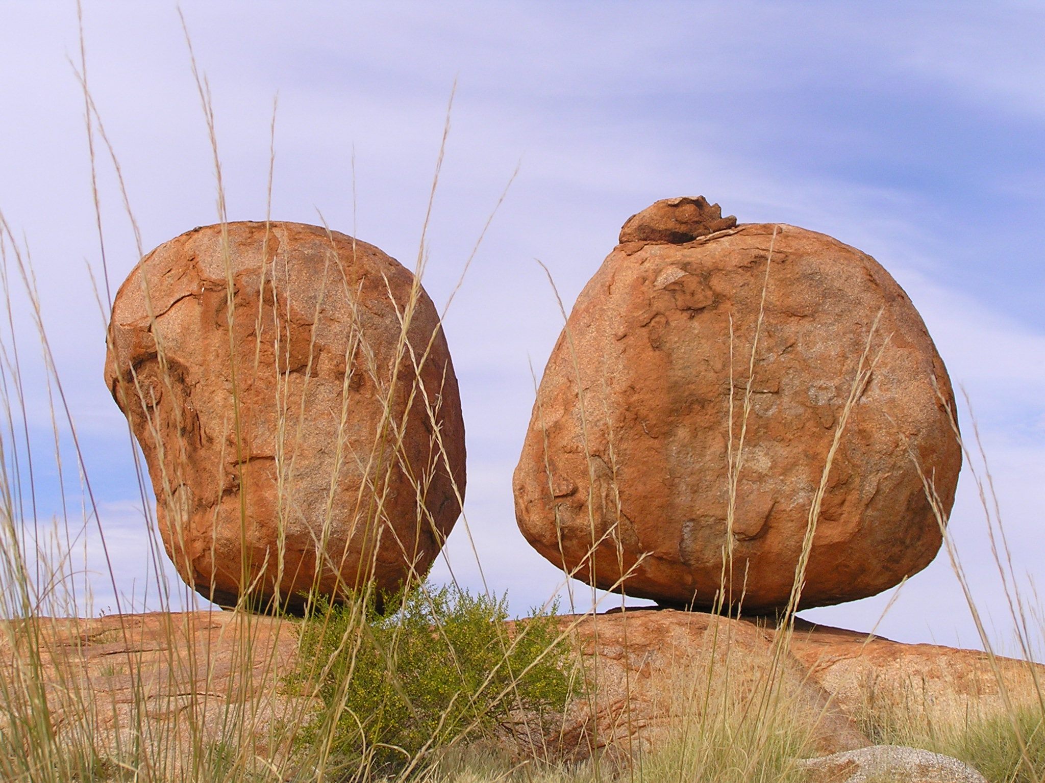 Iconic shot of the precariously perched "Devils Marbles" in Australia.
