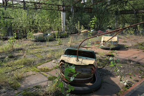 Bumper car ride in the amusement park in central Pripyat, it was to be opened on the May 1st celebrations of 1986, five days after the accident