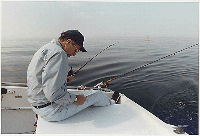 President Bush fishing in Maine.