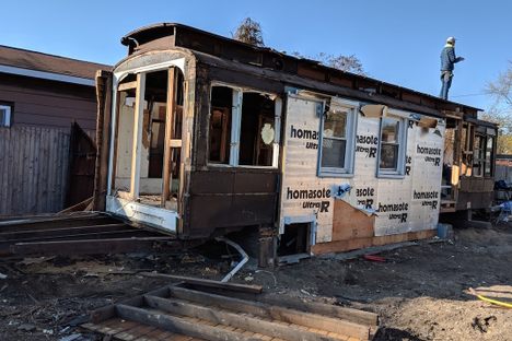 The Trenton trolley as it was being revealed. 