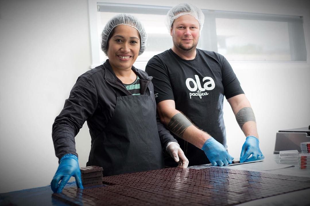 Nia and Phil Belcher of Ola Pacifica source the company's beans from traditional Samoan farms.