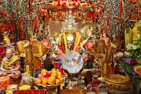 Indoor Phra Phrom shrine at Fu Lu Shou Complex, Singapore
