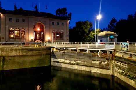 Twilight atop the locks