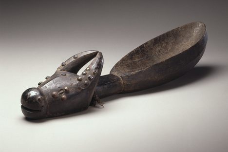 This wooden "feast ladle" has a handle in the shape of a cow's head and is currently on display in New York. The size of the spoon's bowl suggests generosity and hospitality.