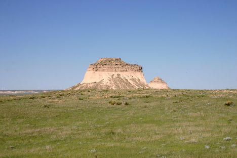 West Butte (left), with East Butte in the distance to the right.