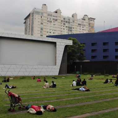 Outdoor movie room.