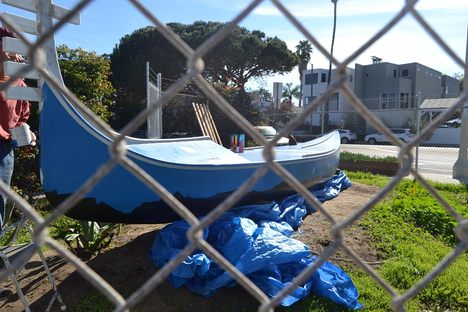 The Gondola in its new home behind a fence.