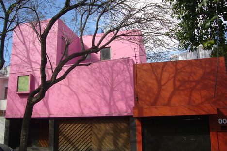 Pink facade of Casa Gilardi