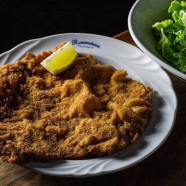 A traditional veal schnitzel.