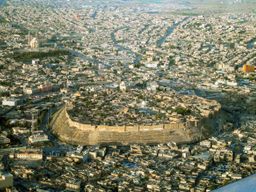 Aerial view of the Erbil citadel (also known as Hawler Castle)
