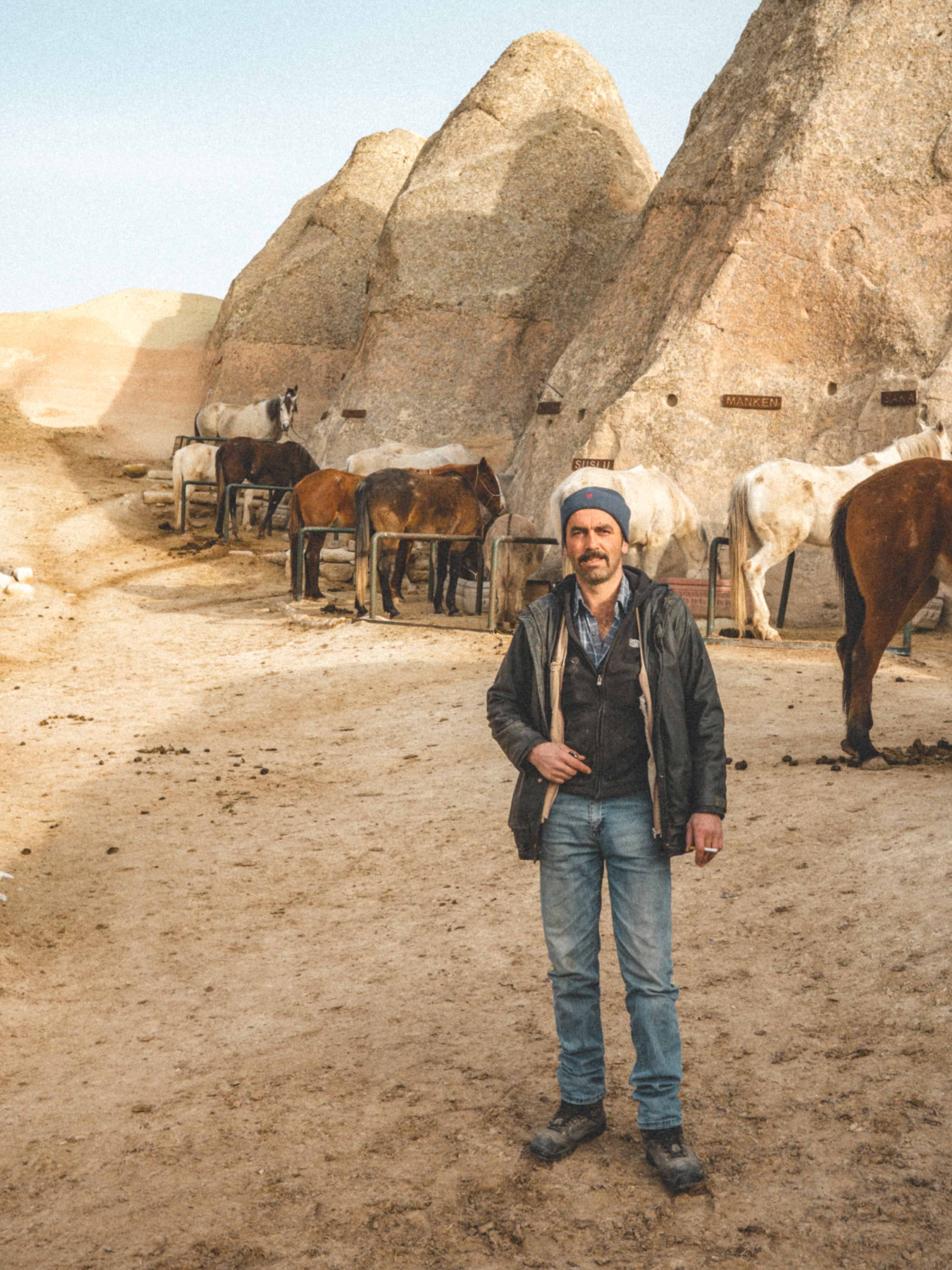 Rifat Torun cares for domesticated horses, but also knows where to find bands of roaming yılkı.