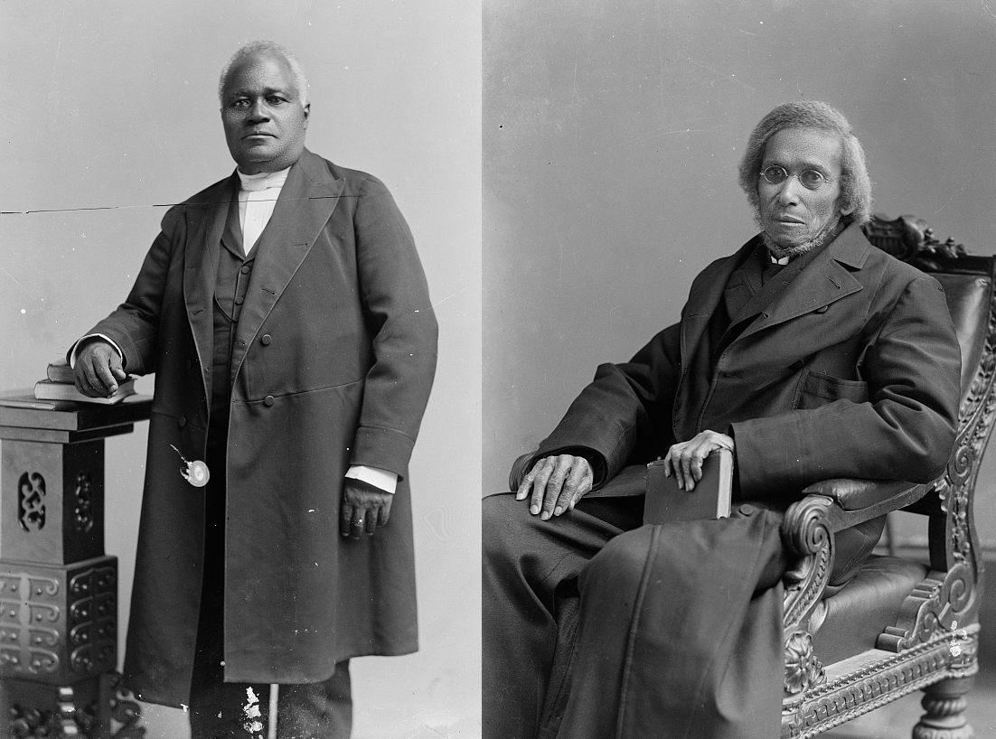 Bishop Alexander Walker Wayman (left) and Bishop Daniel Alexander Payne, both of whom were buried in Laurel Cemetery. 