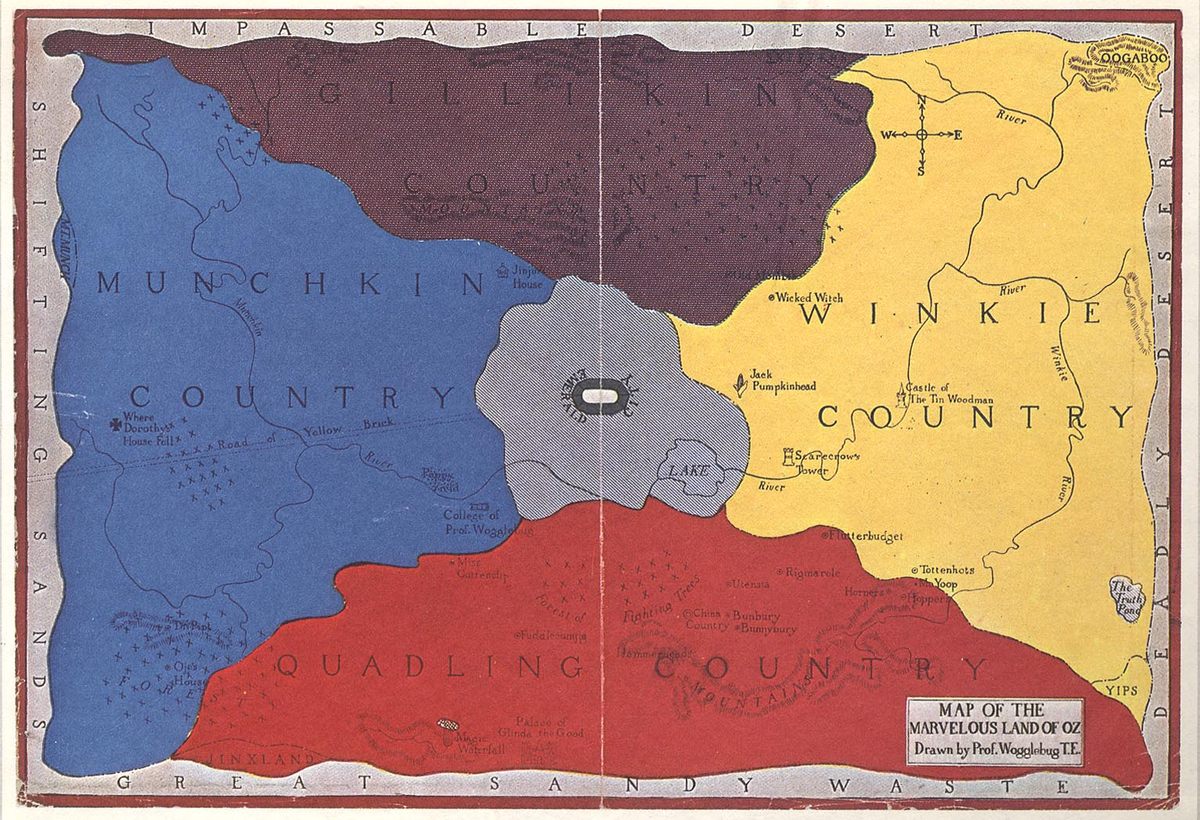 The endpapers from a 1908 edition of <em>The Wizard of Oz</em>.