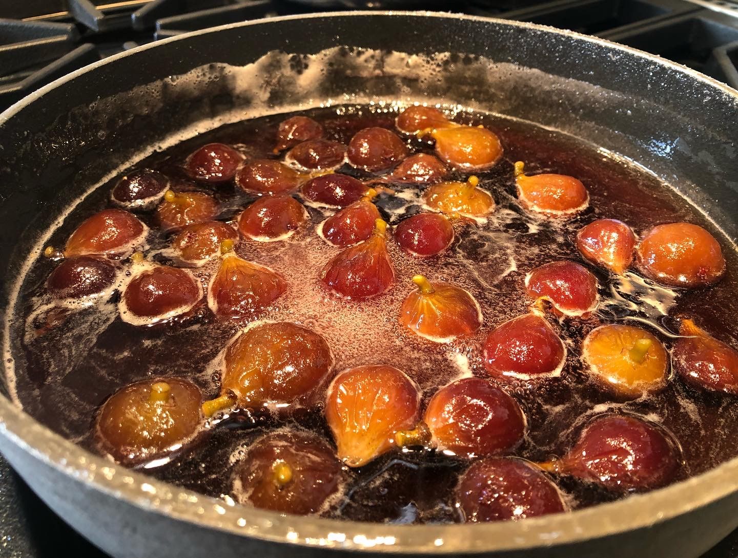 Ertle boils the fig to make the preserves.
