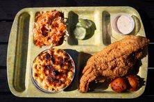 The catfish arrives perfectly seasoned.