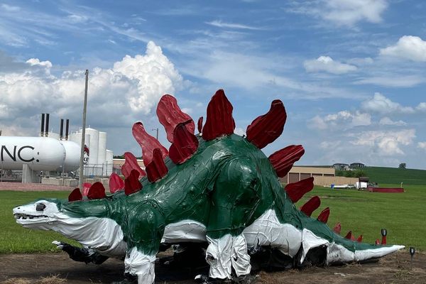 This animatronic dinosaur now rests in peace.