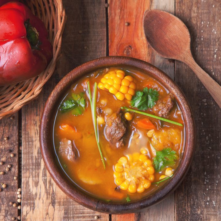 Typical "Sancocho" meat and vegetable stew