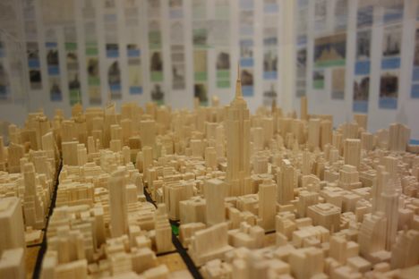 A miniature NYC skyline at the Skyscraper Museum