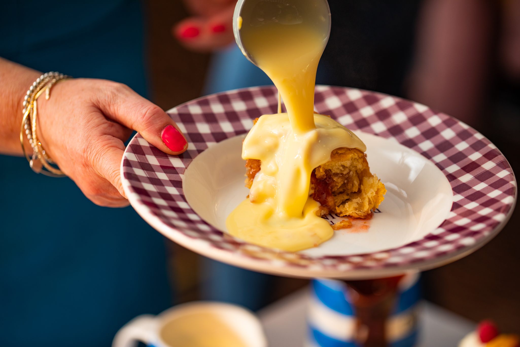 The typical accompaniment to pudding is lots of runny Bird's custard. 