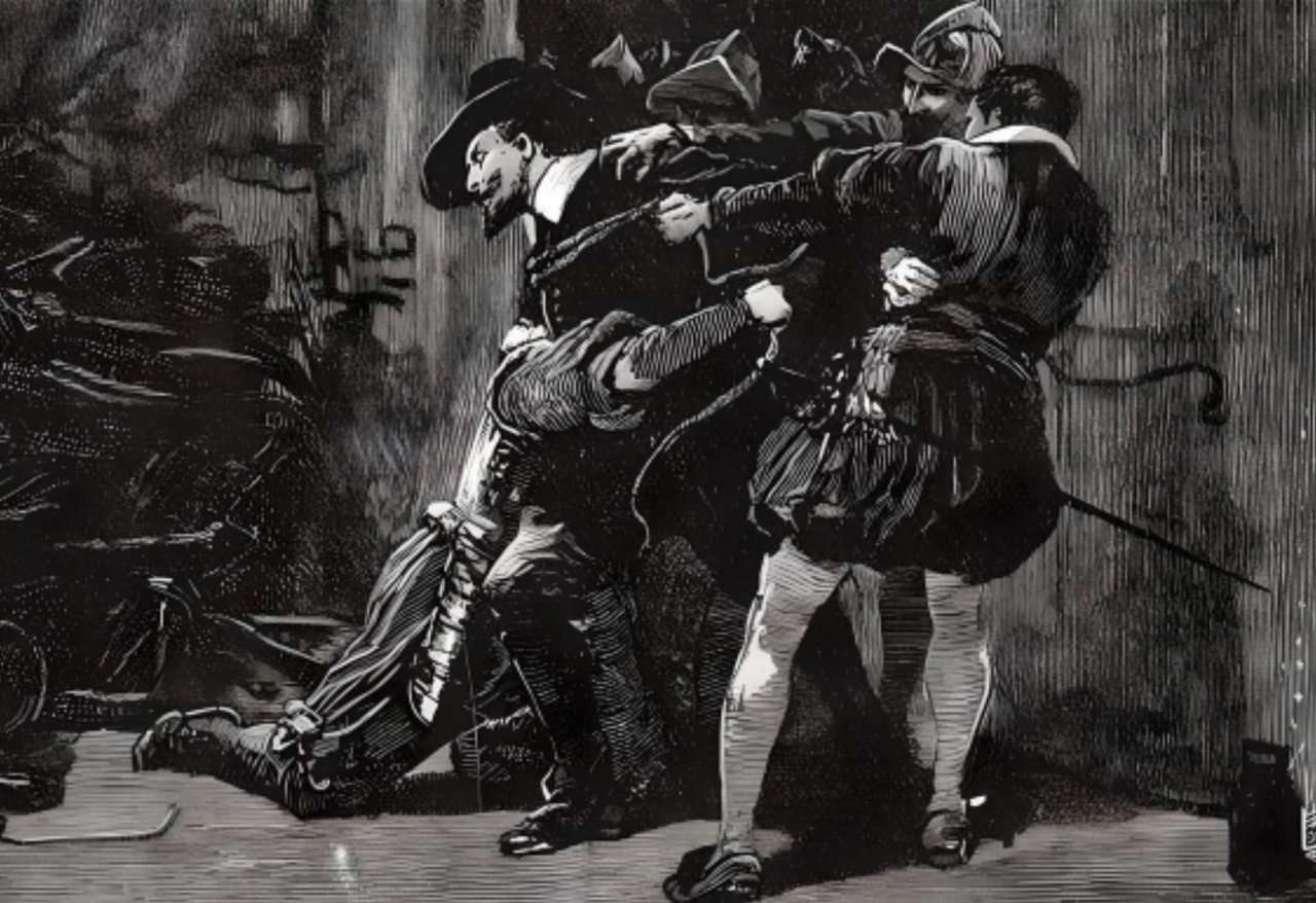 Guy Fawkes is the most notorious member of England’s 1605 Gunpowder Plot, a Catholic conspiracy to blow up Westminster Palace and assassinate Protestant King James I. 