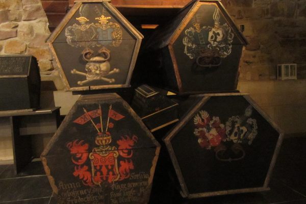 collection of painted coffins