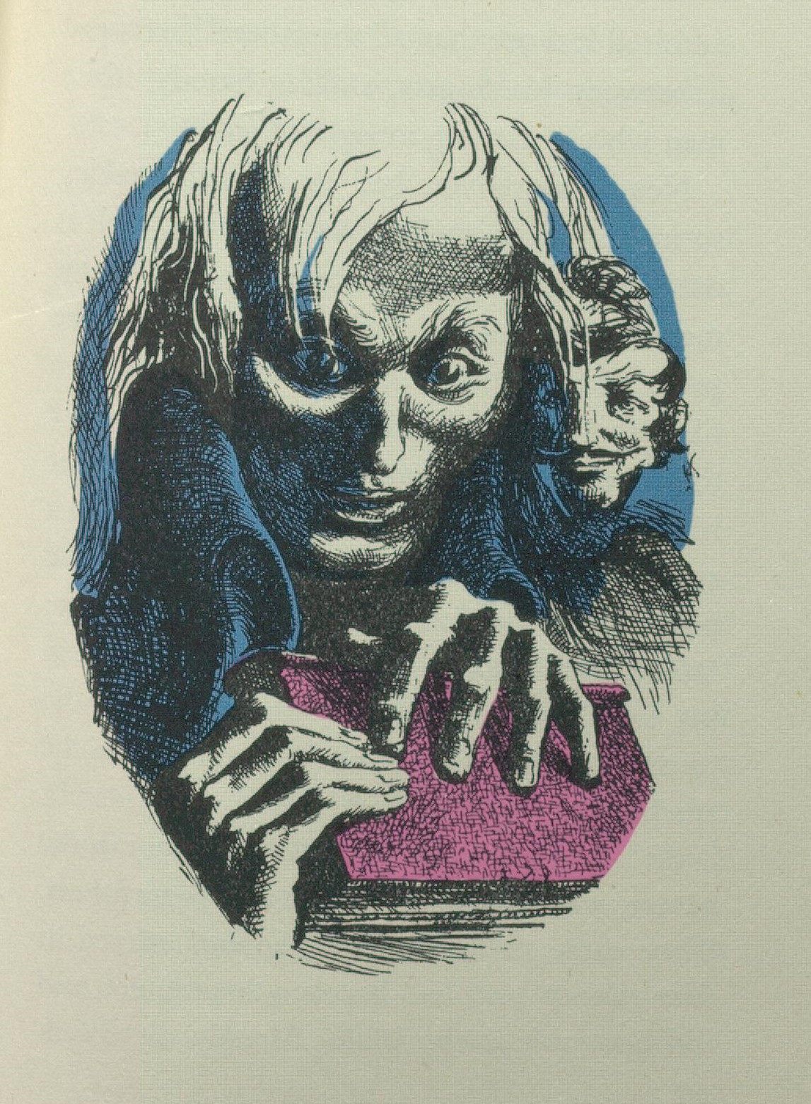 An illustration from Gustave Flaubert's <em>Bibliomanie</em>, another fictional take on the illness.