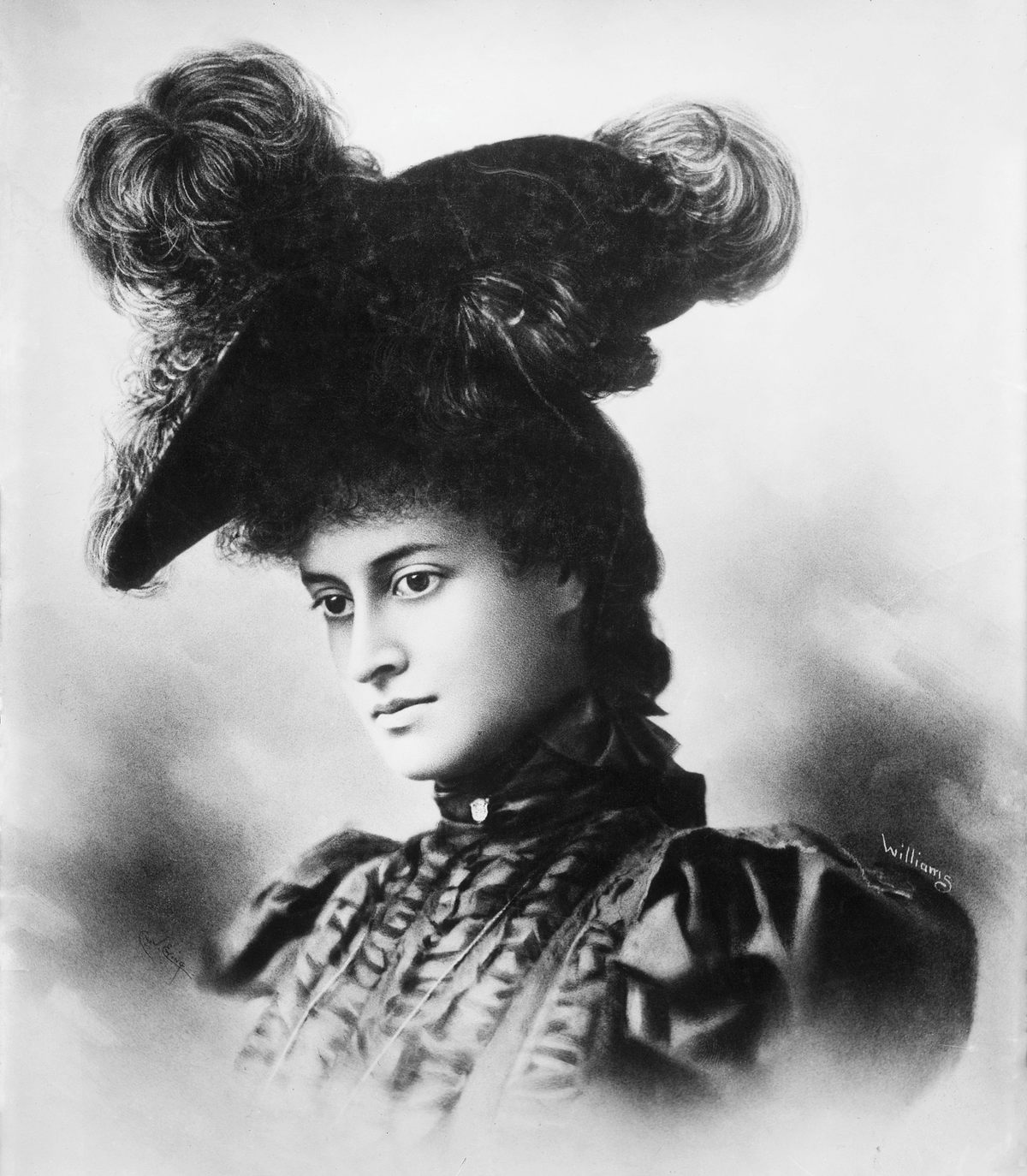 The princess in a photograph taken by I.W. Taber in 1897 and later retouched by J.J. Williams.