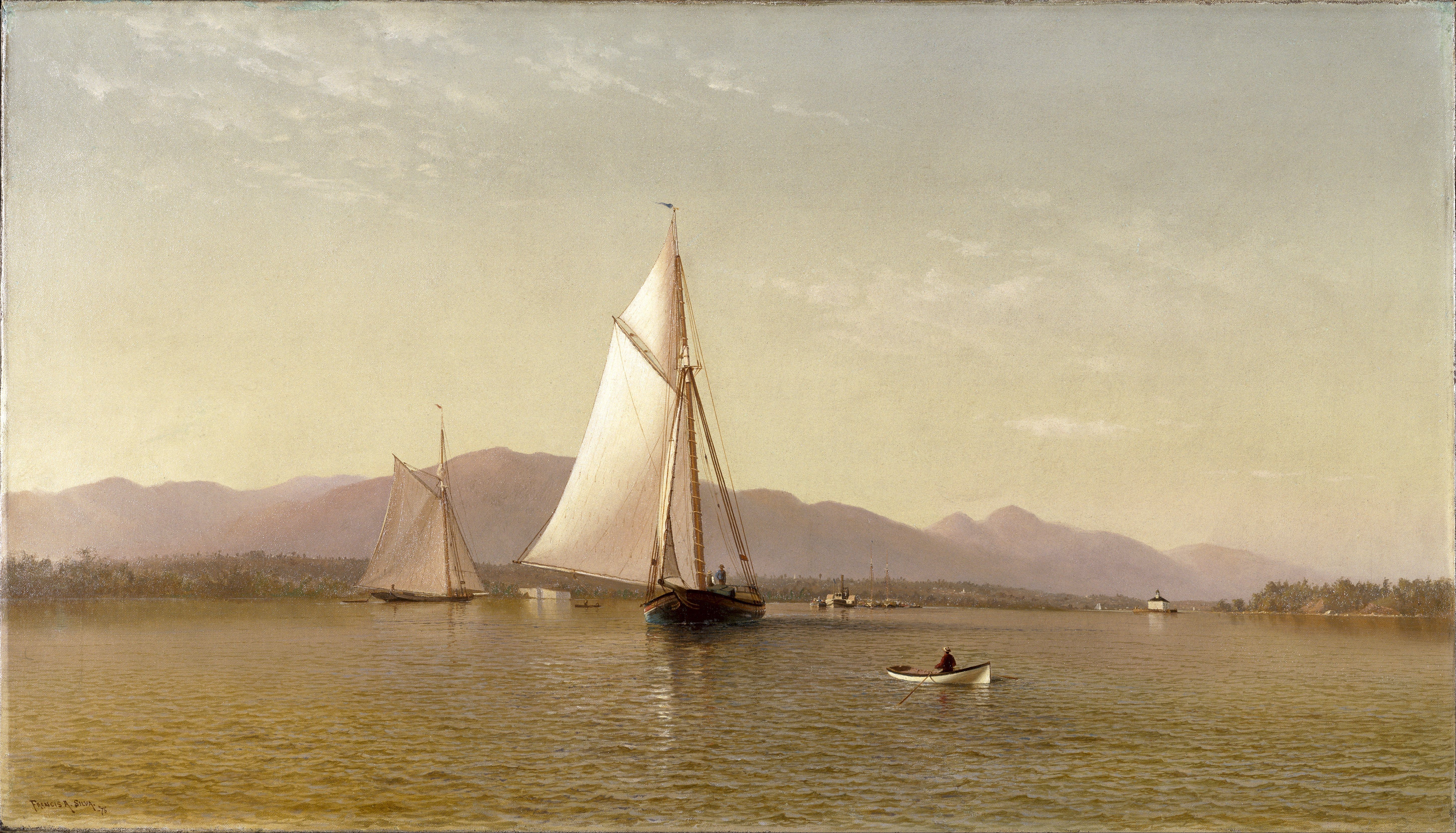<em>The Hudson at the Tappan Zee</em>, Francis Silva, 1876.