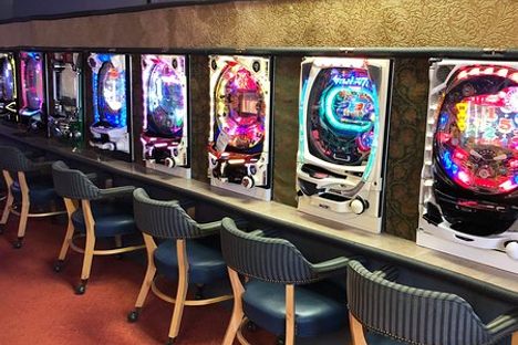 Inside the pachinko parlor.