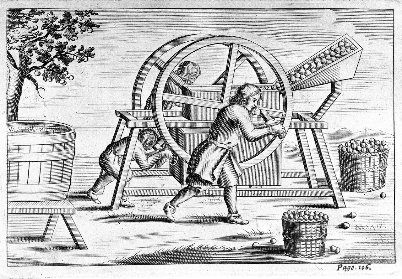 A 17th-century cider press. 