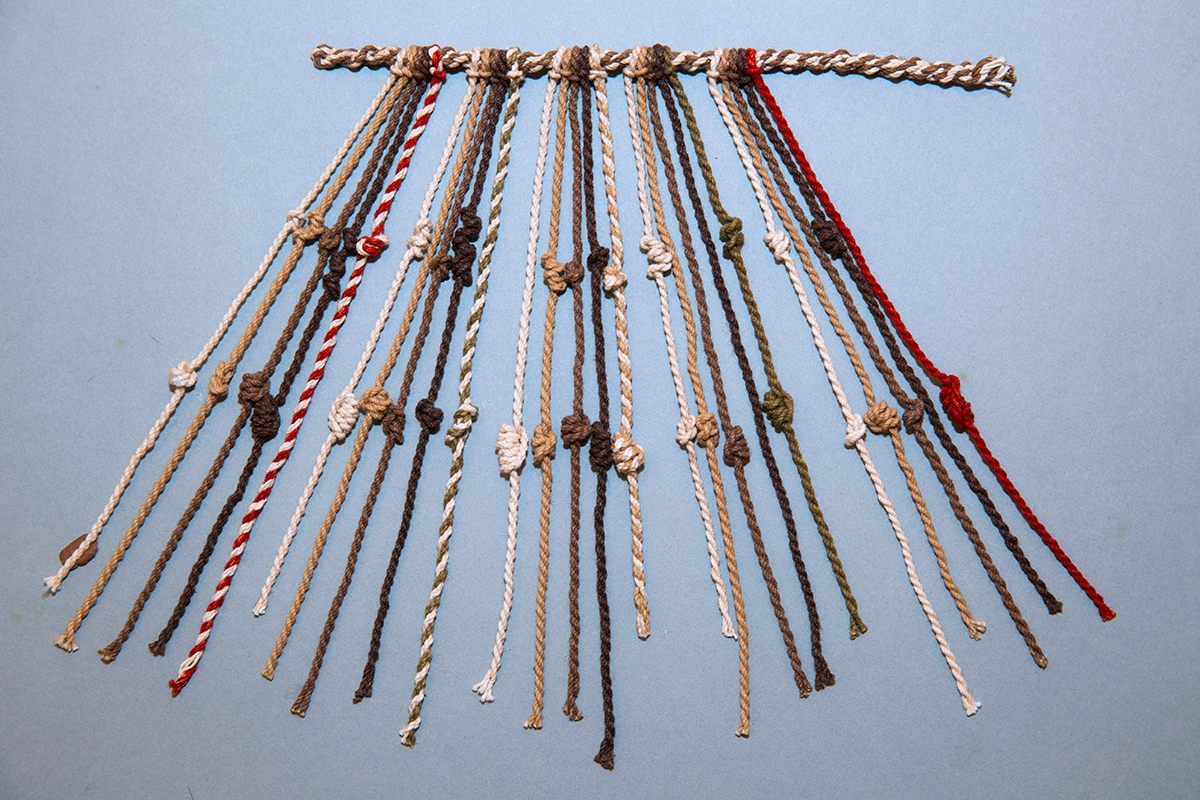 A model of khipu knots, representative of many khipus from pre- and post-Conquest Peru