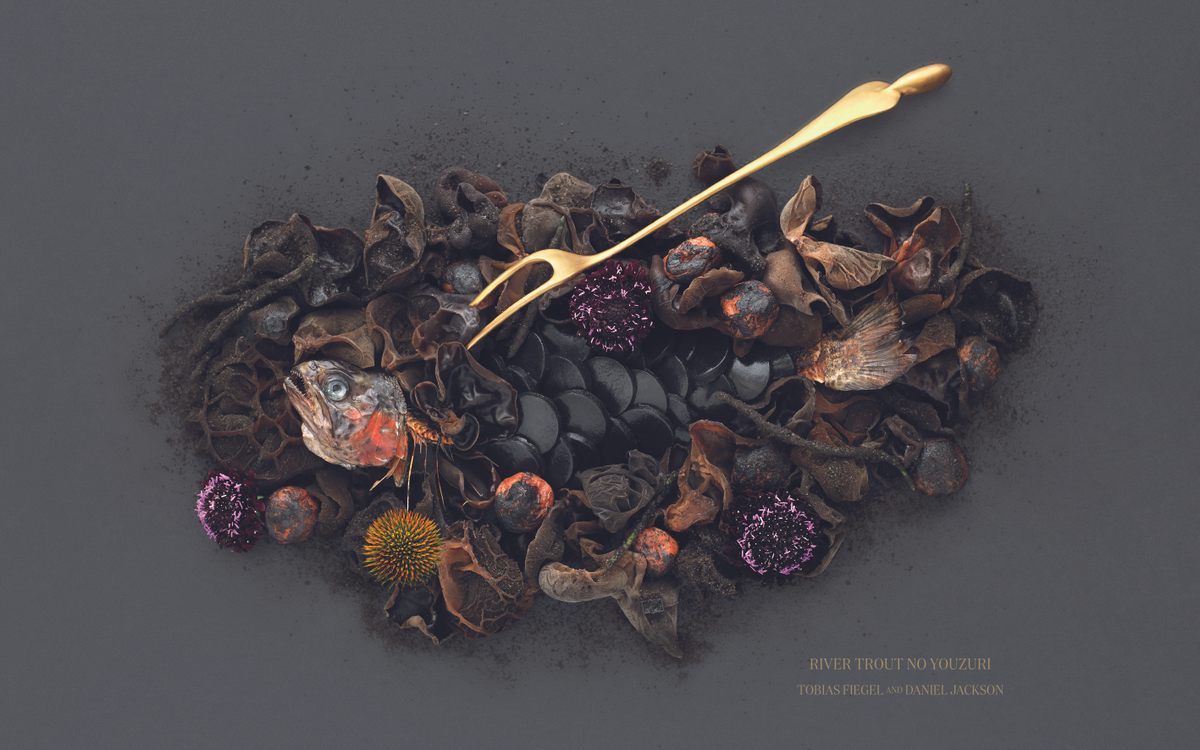 Many of <em>Eat the Problem</em>'s recipes are monochromatic, such as this dark take on river trout.