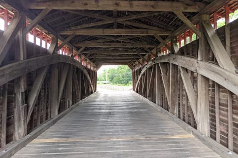 Inside of Utica Mills Covered Bridge.