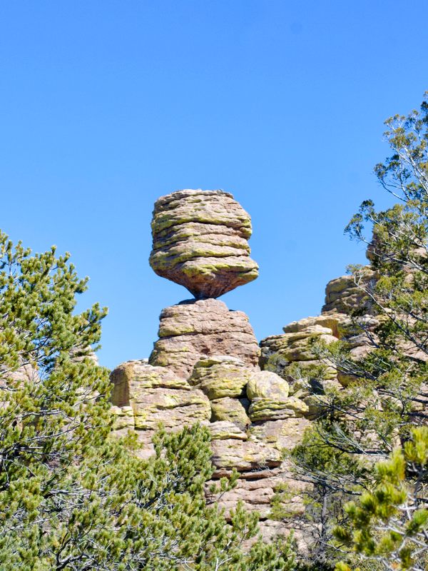 Big Balanced Rock stuns along the Heart of Rocks Loop near Wilcox, AZ.